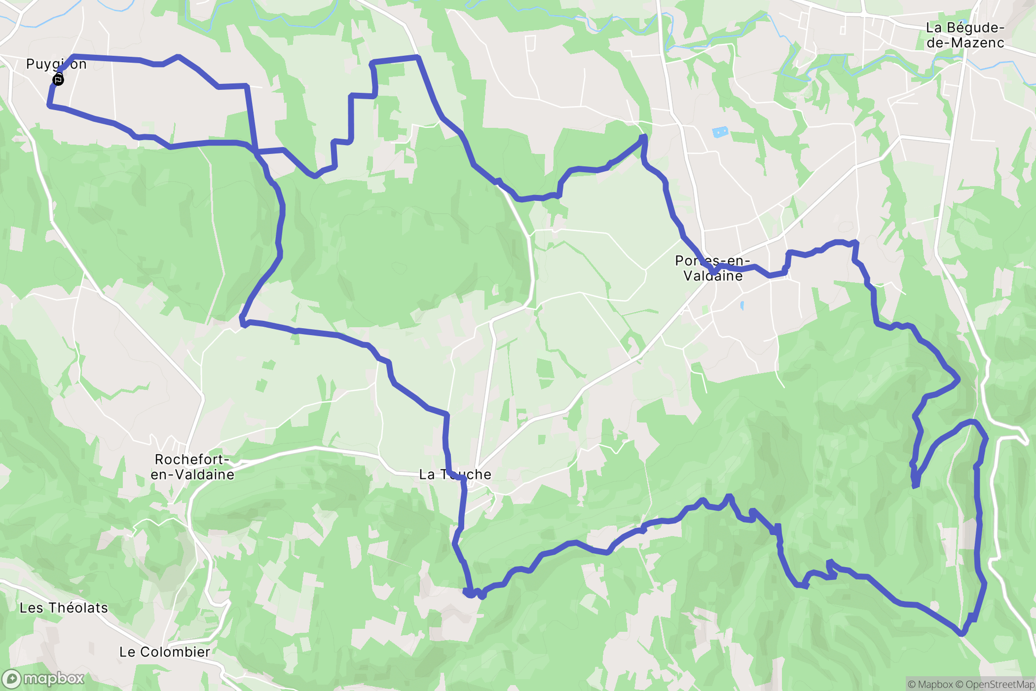 Puygiron : carte du parcours de randonnée - France