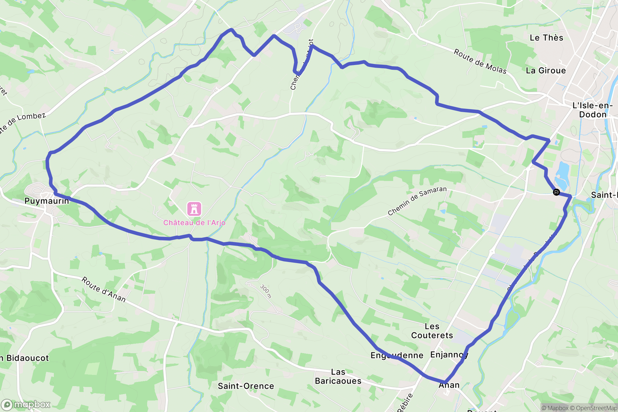 L'Isle-en-Dodon : carte du parcours de randonnée - France