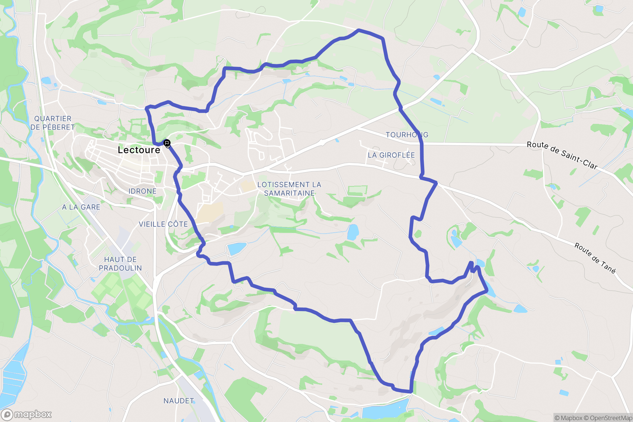 Lectoure : carte du parcours de randonnée - France