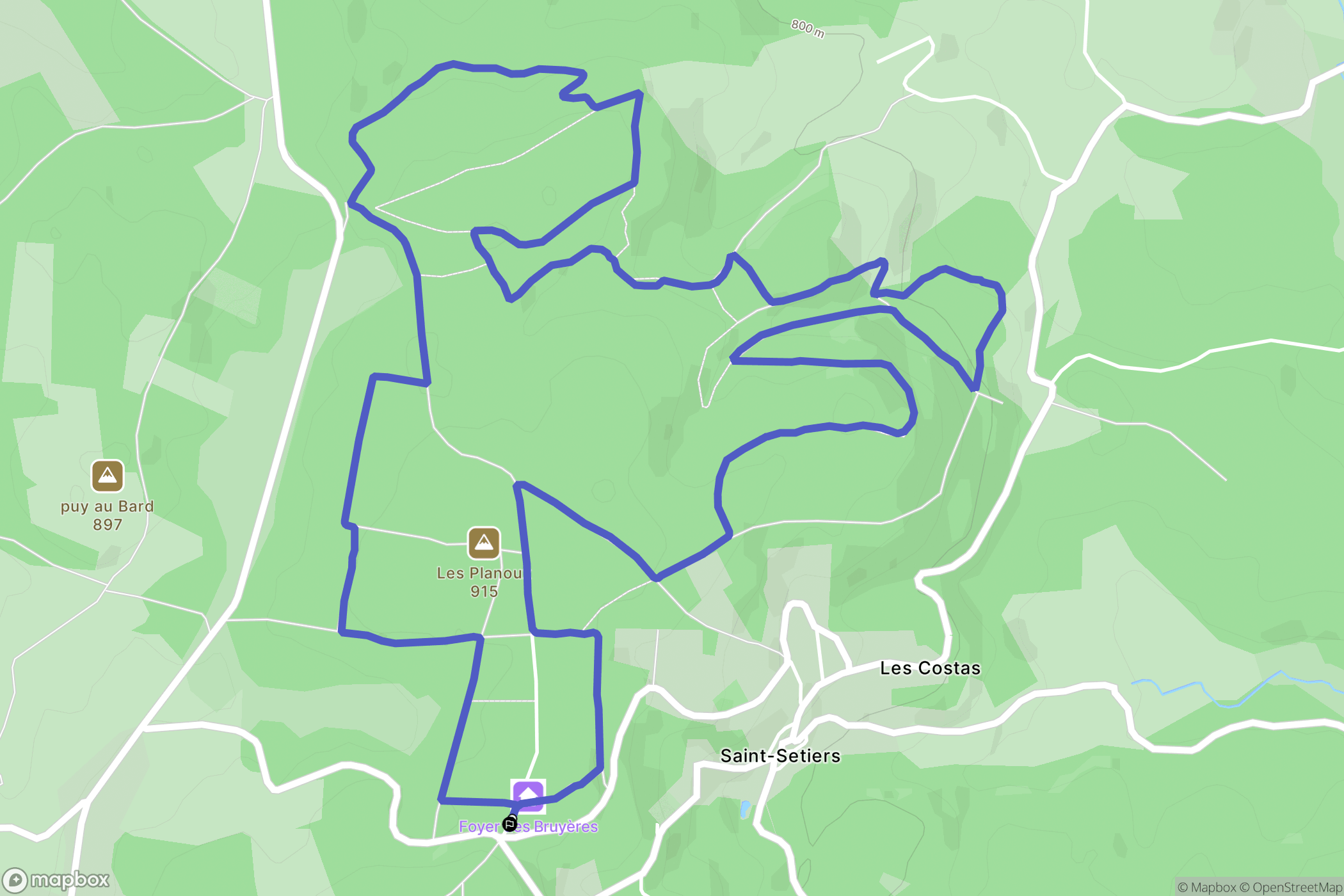 Saint-Setiers : carte du parcours de randonnée - France