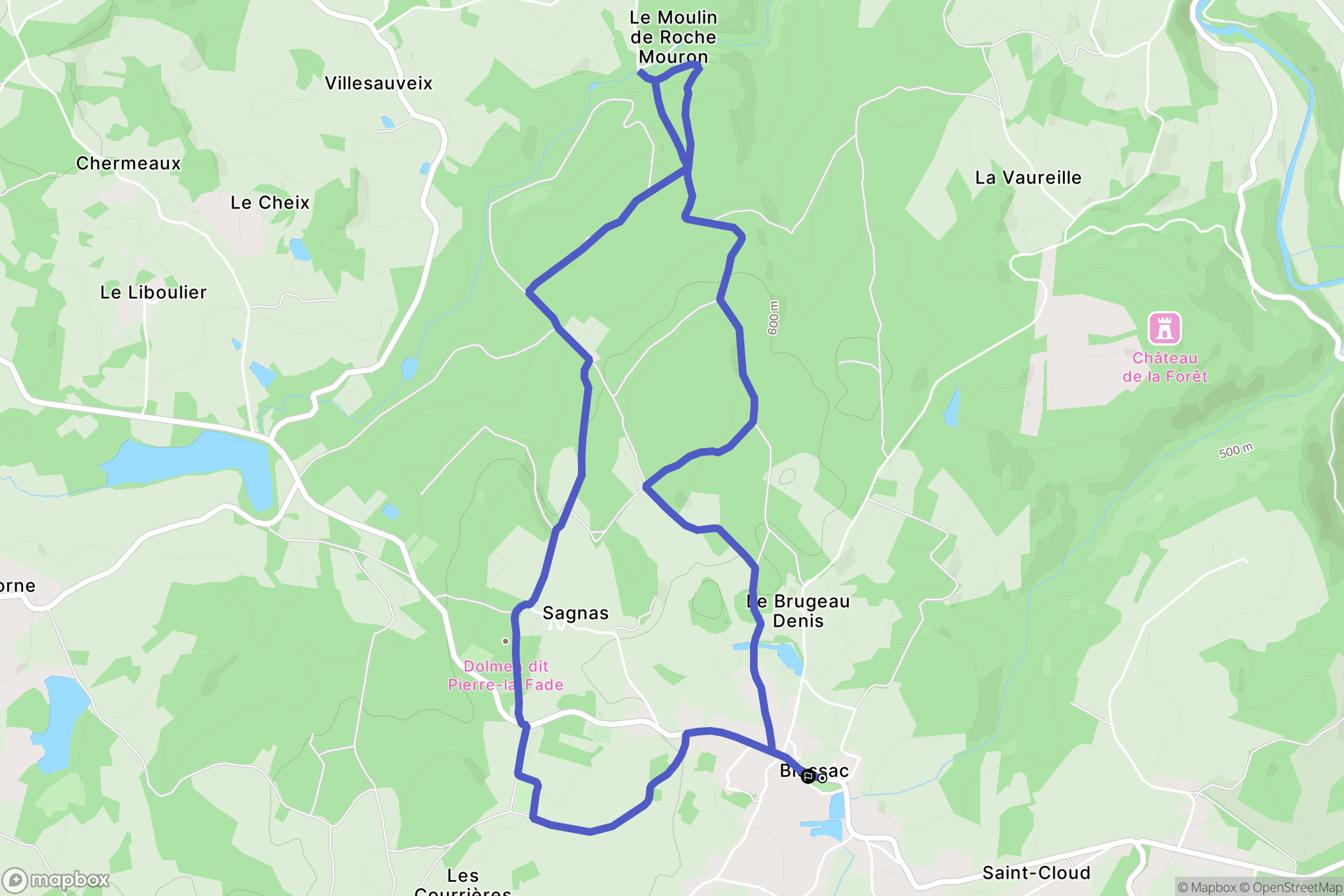 Blessac : carte du parcours de randonnée - France