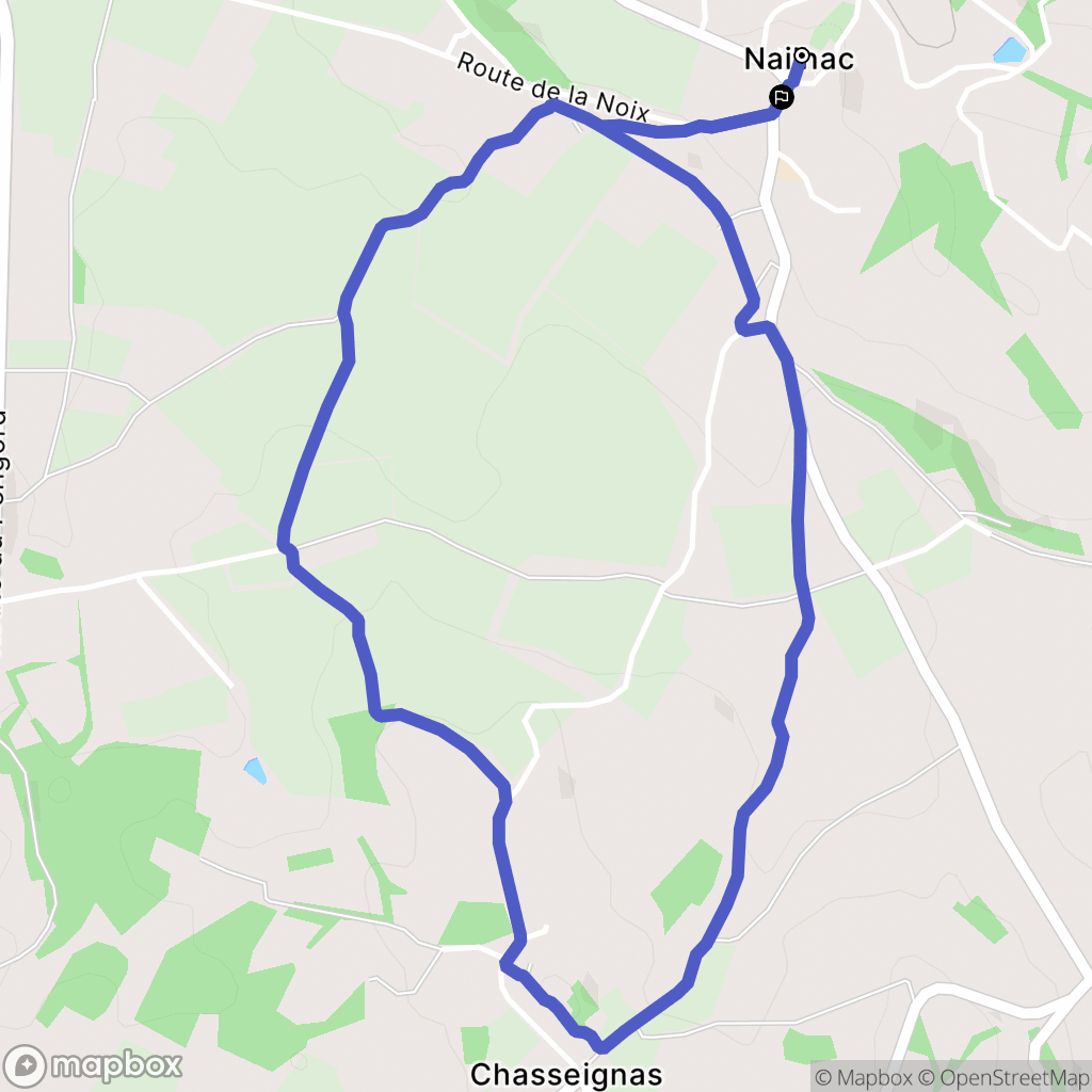 Nailhac : carte du parcours de randonnée - France