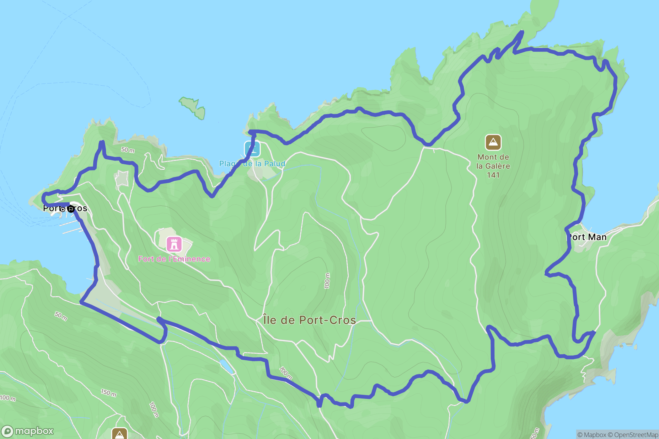 Hyères : carte du parcours de randonnée - France