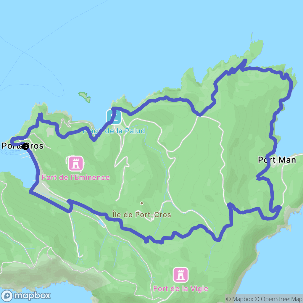 Hyères : carte du parcours de randonnée - France