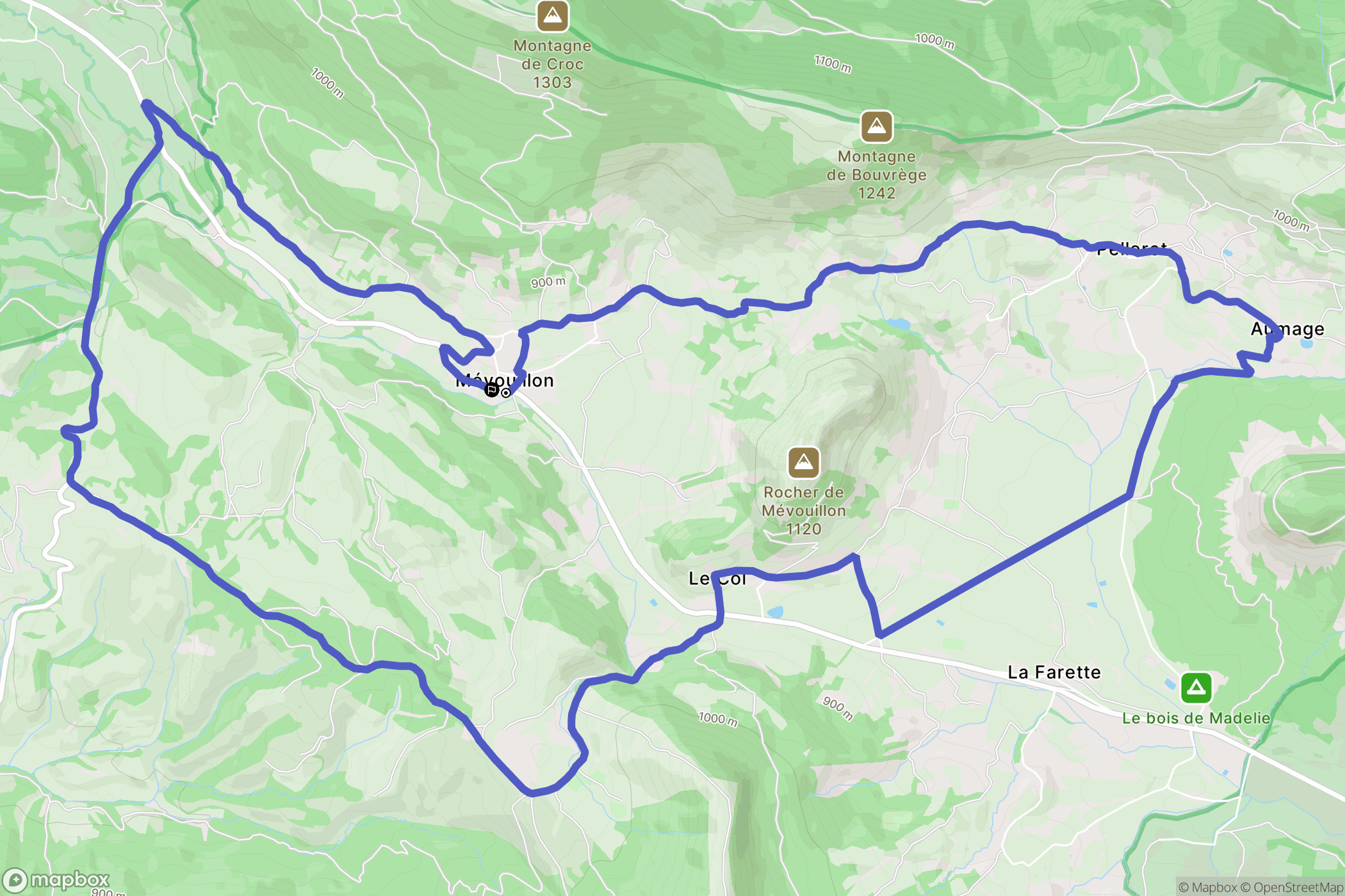 Mévouillon : carte du parcours de randonnée - France
