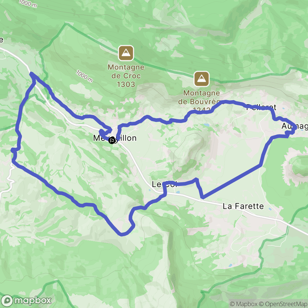 Mévouillon : carte du parcours de randonnée - France