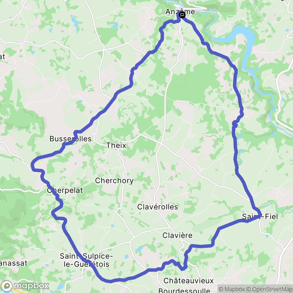 Anzême : carte du parcours de randonnée - France