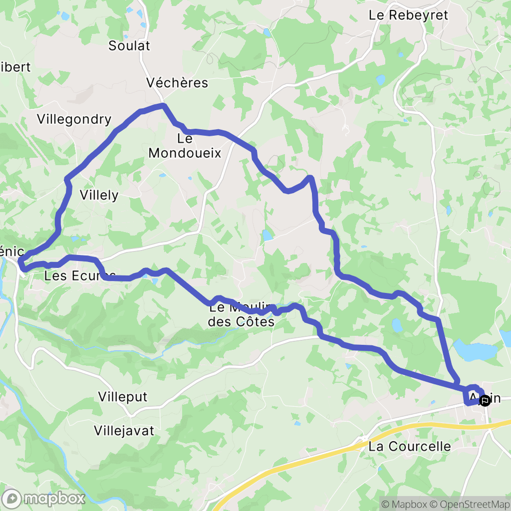 Ajain : carte du parcours de randonnée - France