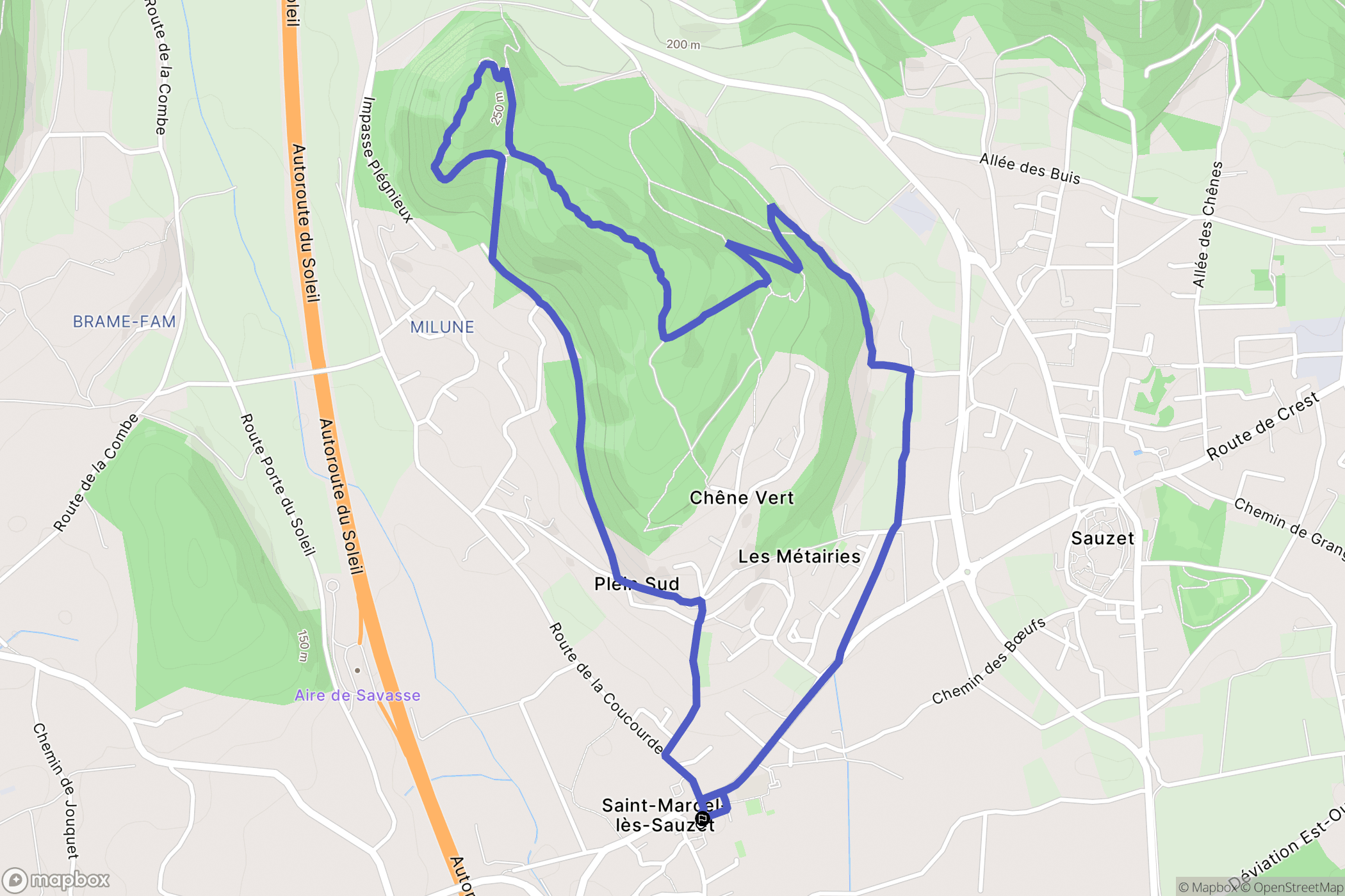 Saint-Marcel-lès-Sauzet : carte du parcours de randonnée - France
