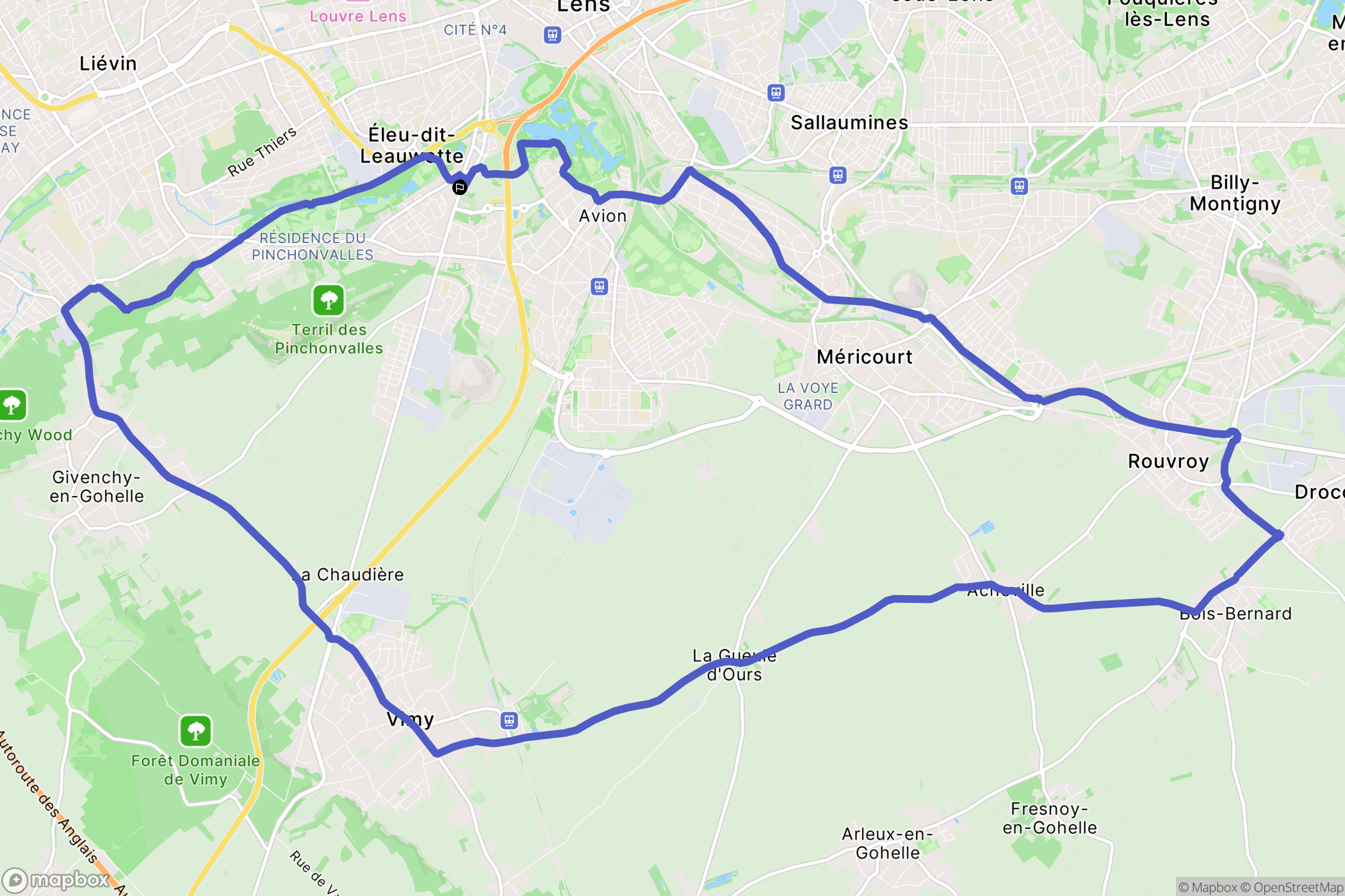 Eleu-dit-Leauwette : carte du parcours de randonnée - France