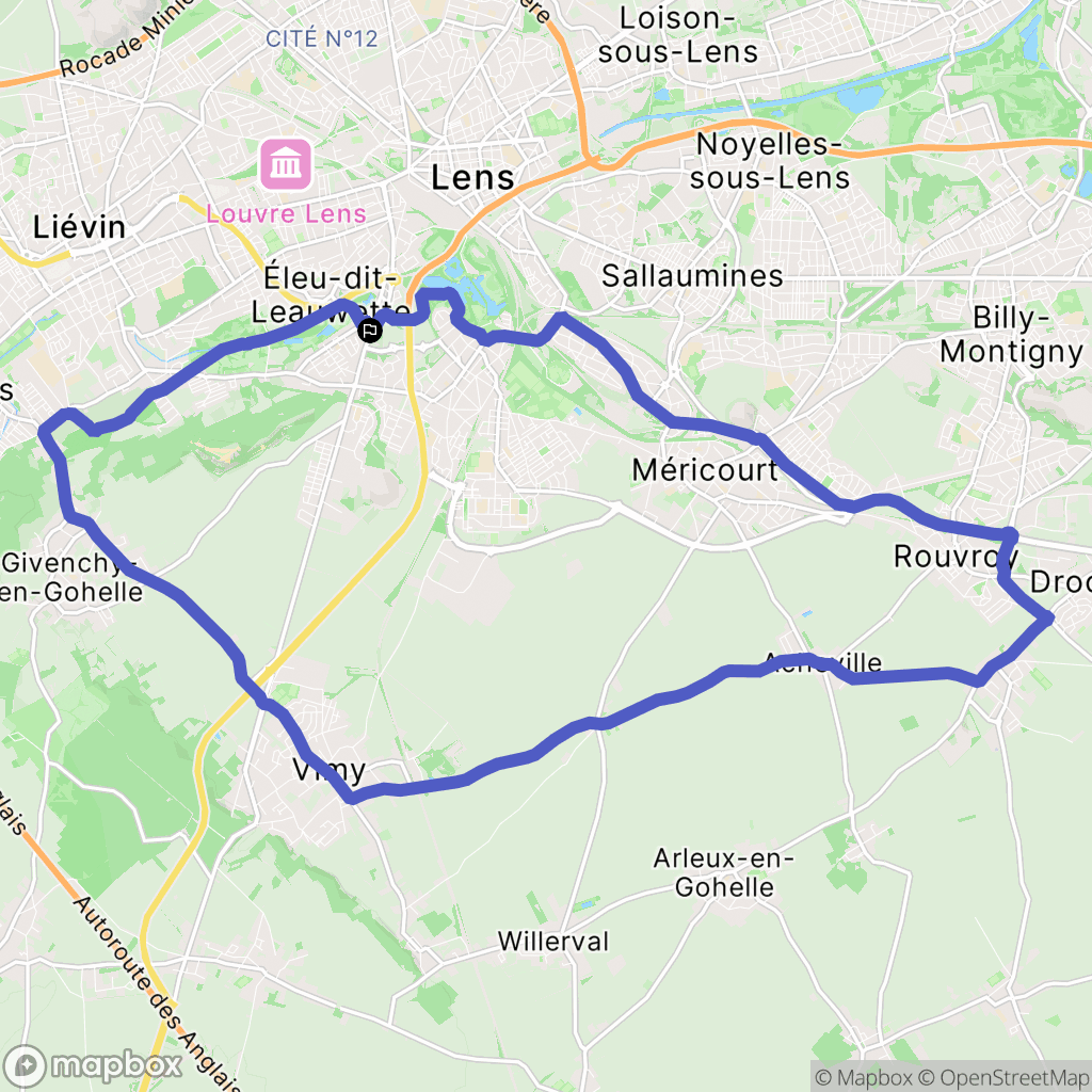 Eleu-dit-Leauwette : carte du parcours de randonnée - France