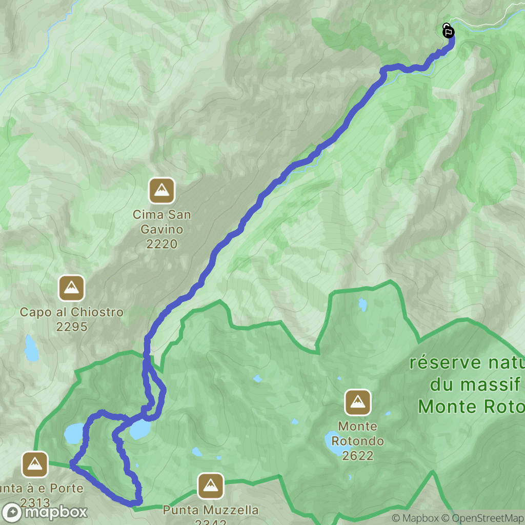 Corte : carte du parcours de randonnée - France