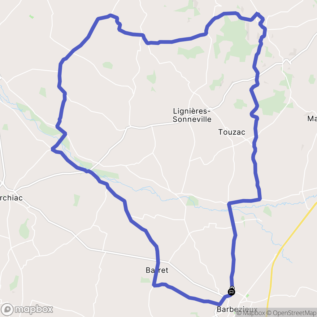 Barbezieux-Saint-Hilaire : carte du parcours de randonnée - France