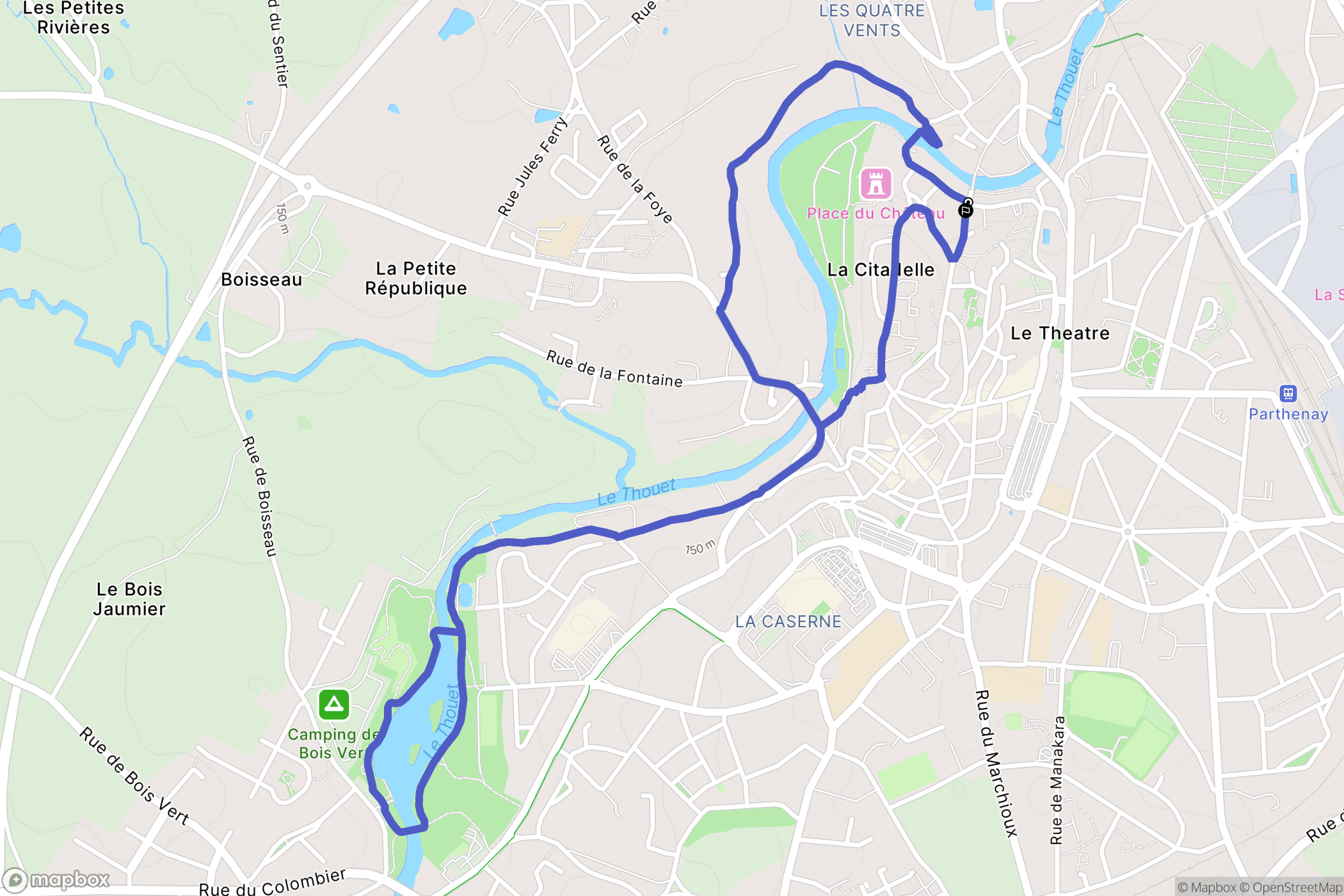 Parthenay : carte du parcours de randonnée - France