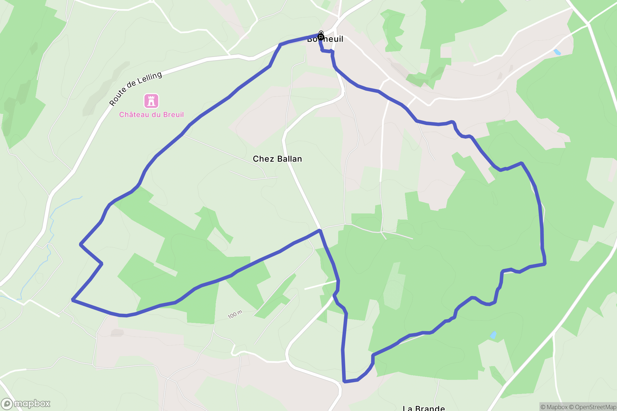 Bonneuil : carte du parcours de randonnée - France