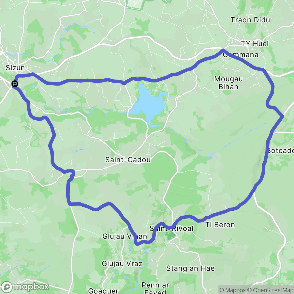 Sizun : carte du parcours de randonnée - France
