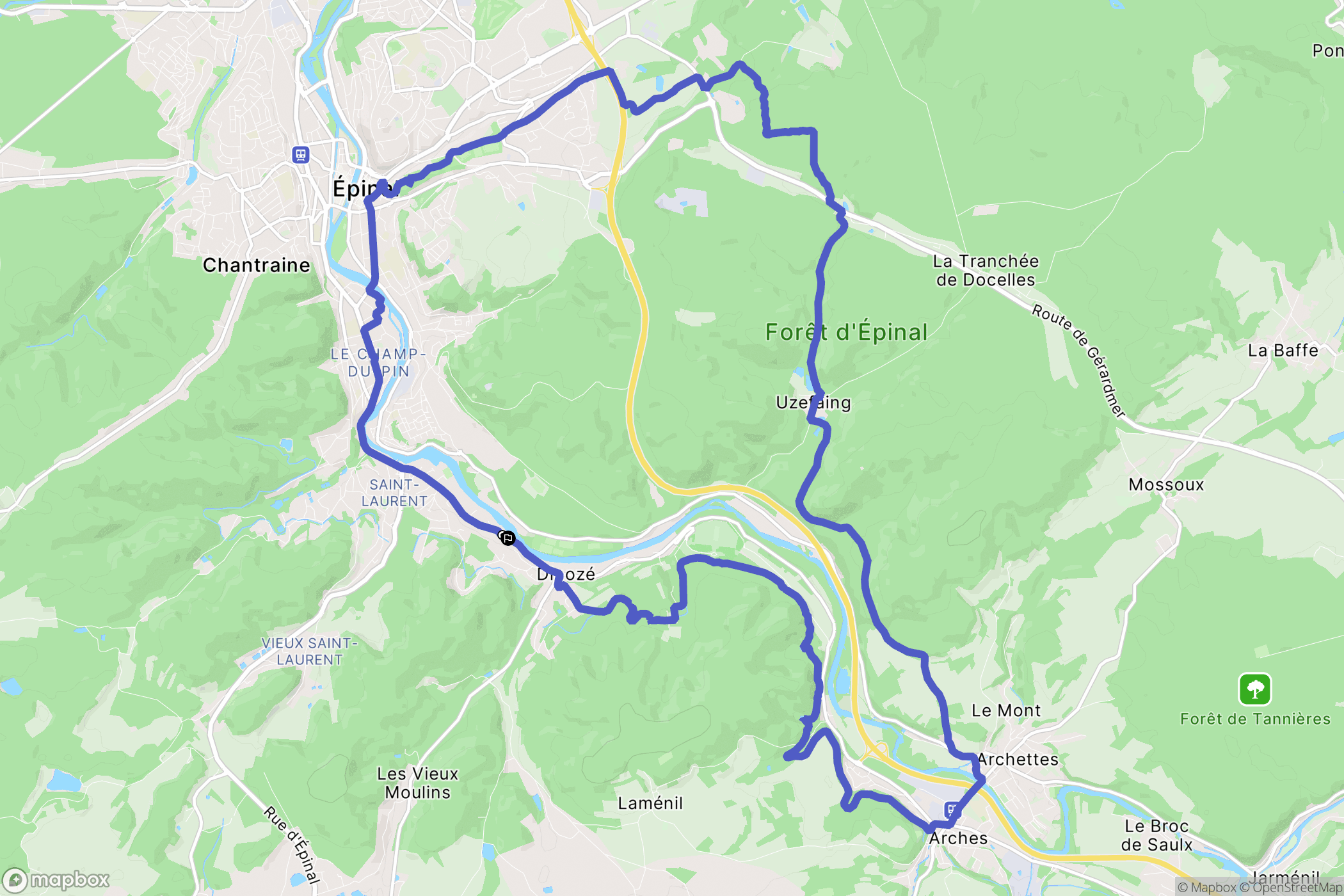 Epinal : carte du parcours de randonnée - France