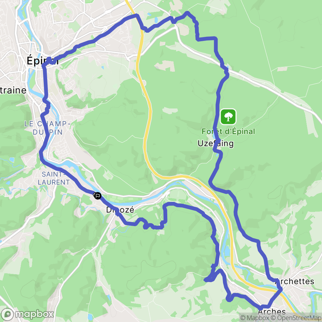 Epinal : carte du parcours de randonnée - France