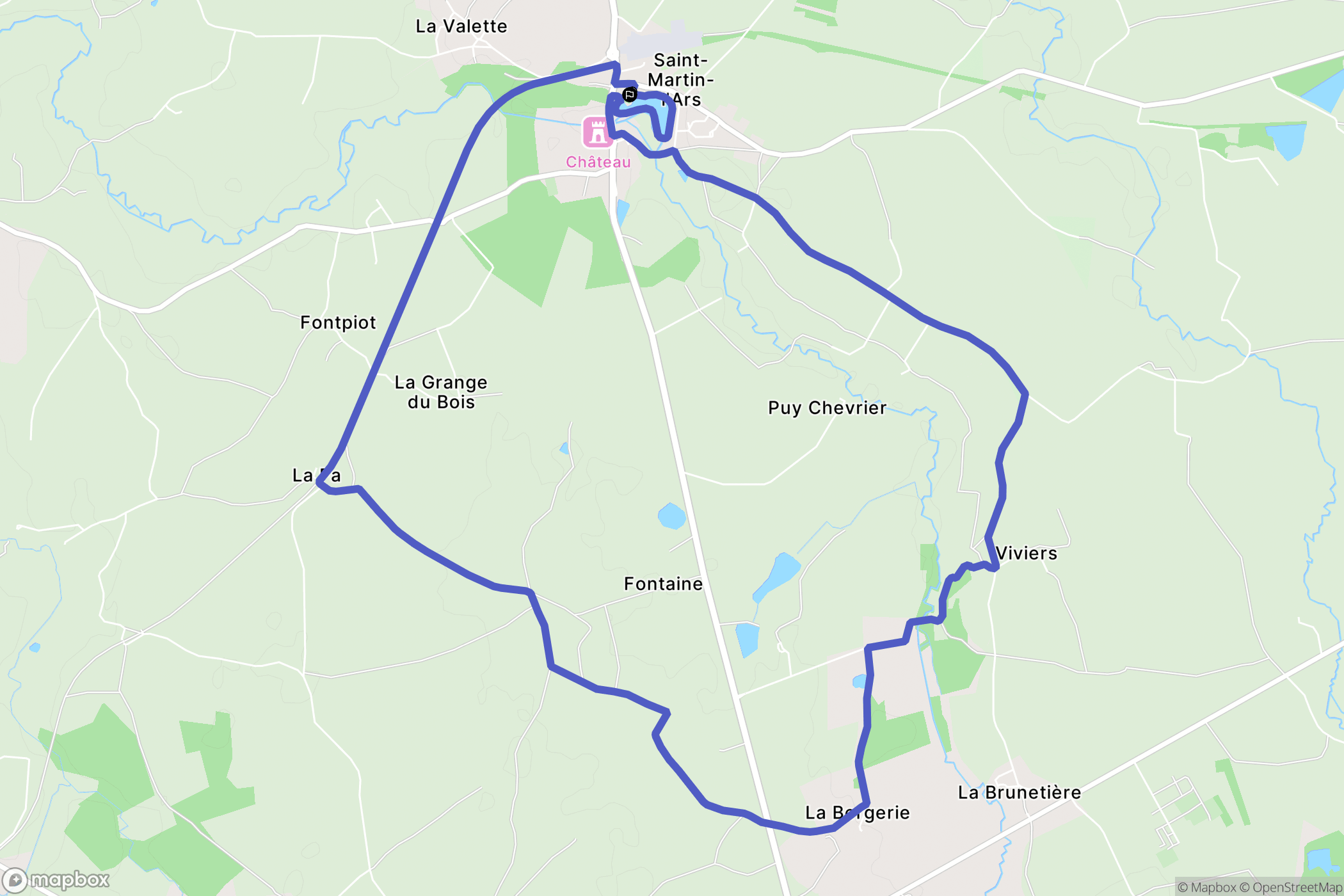 Saint-Martin-l'Ars : carte du parcours de randonnée - France
