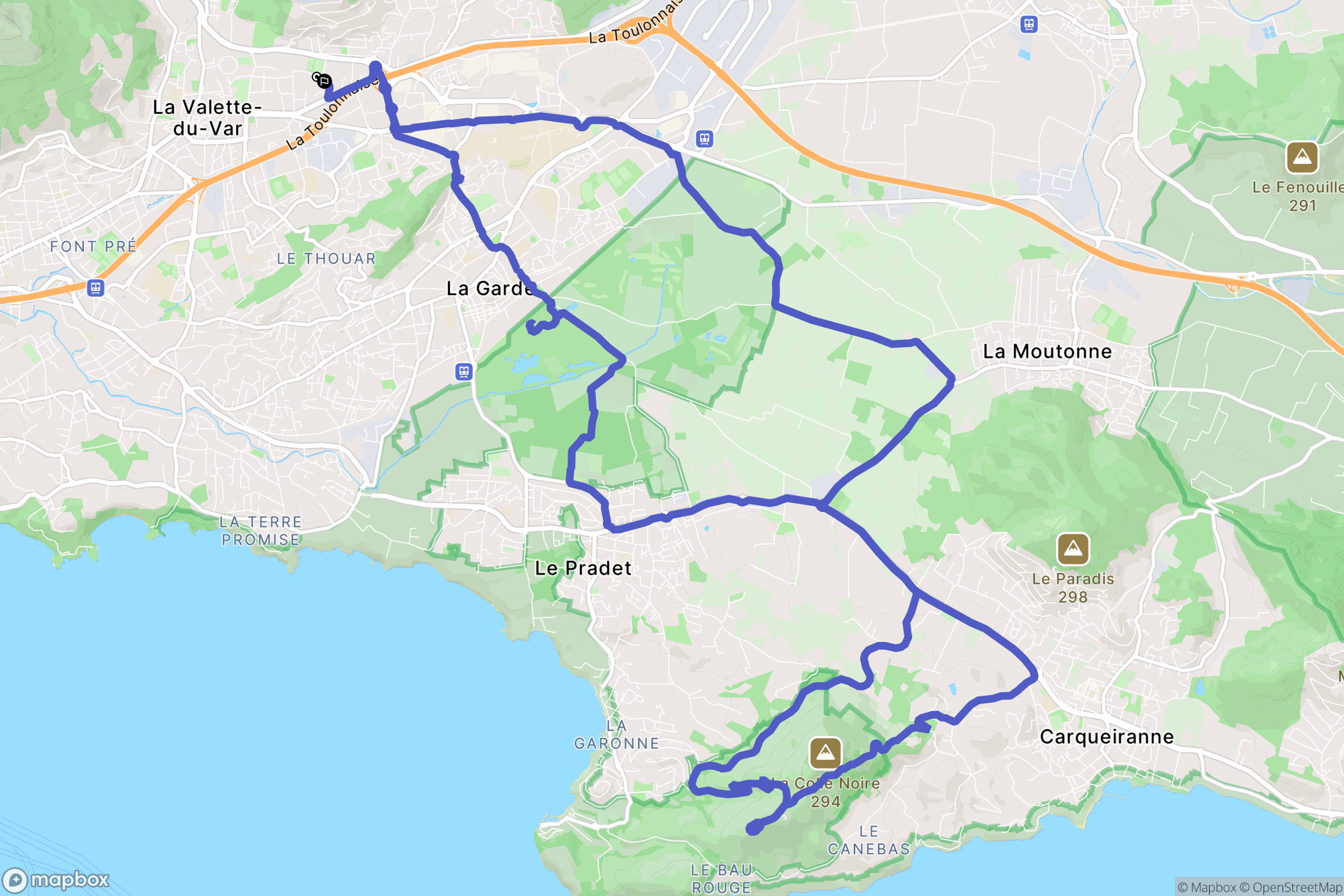 La Valette-du-Var : carte du parcours de randonnée - France