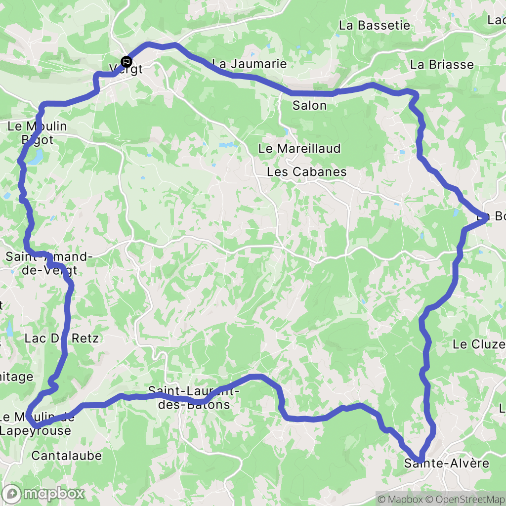 Vergt : carte du parcours de randonnée - France