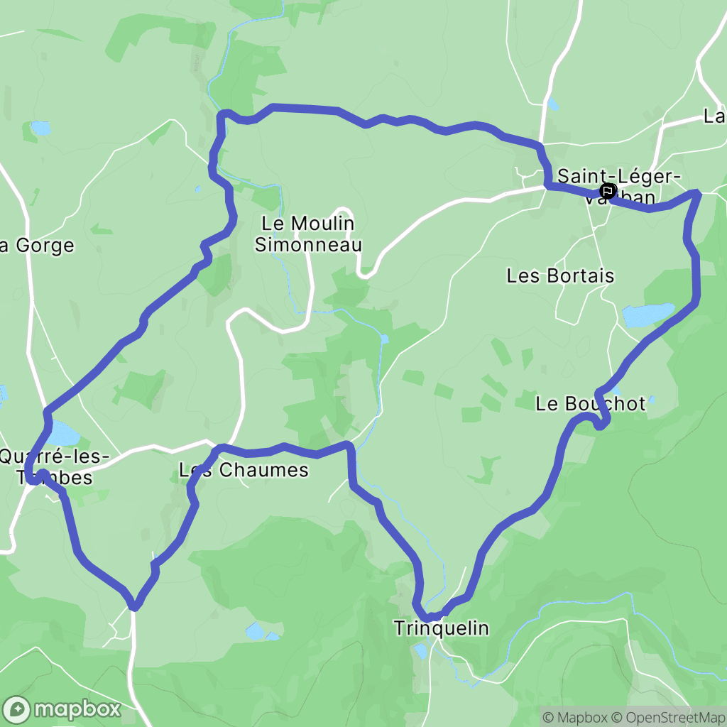 Saint-Léger-Vauban : carte du parcours de randonnée - France