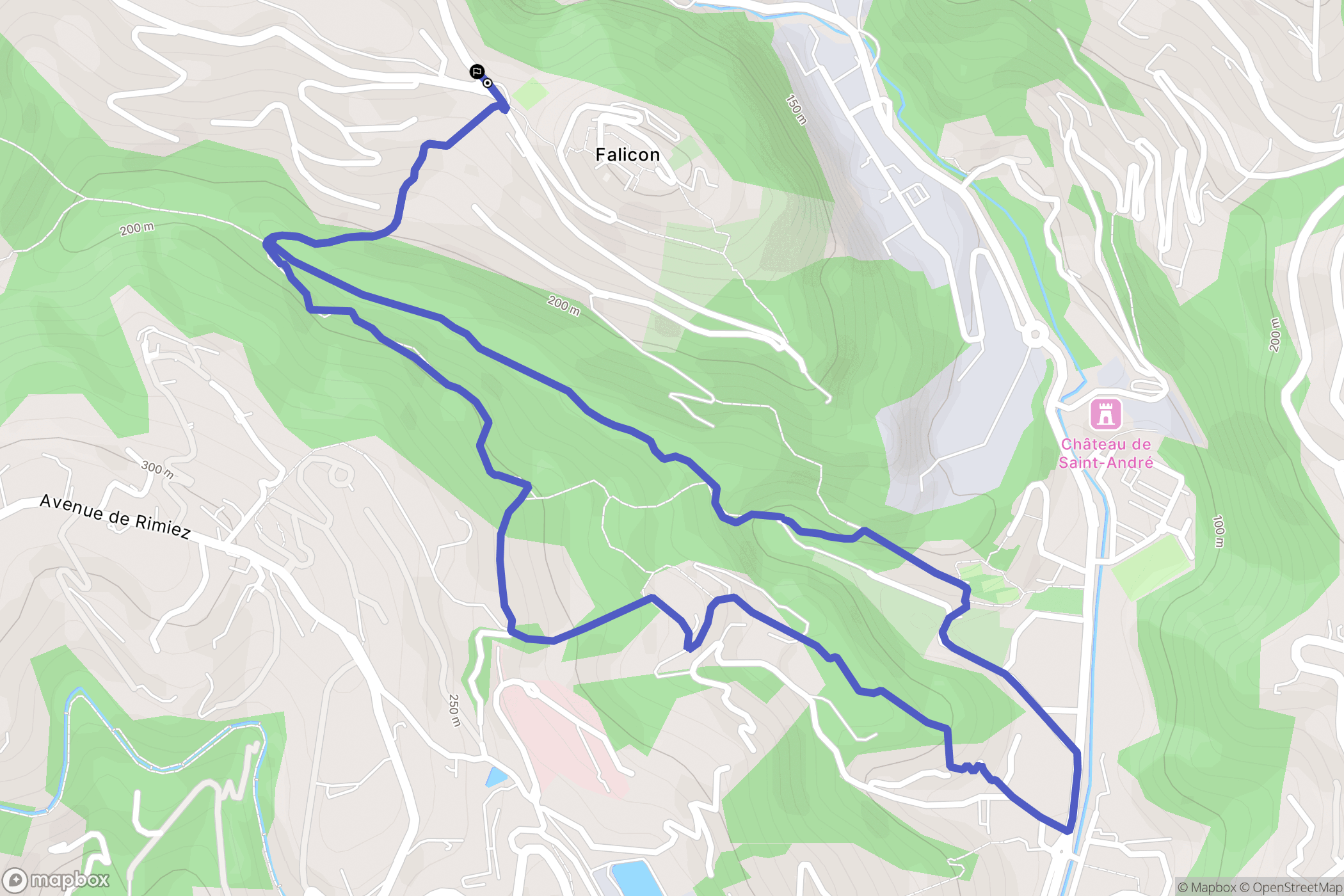Falicon : carte du parcours de randonnée - France