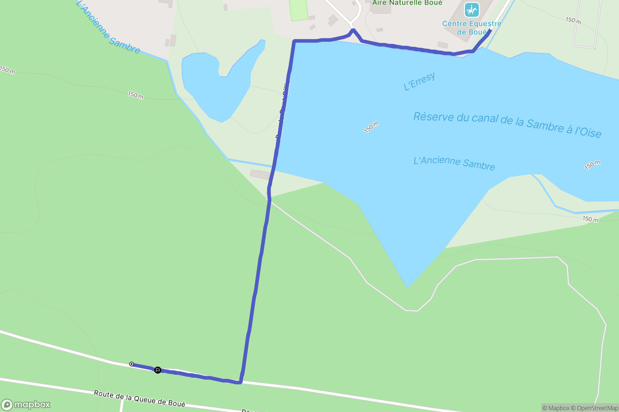Boué : carte du parcours de randonnée - France