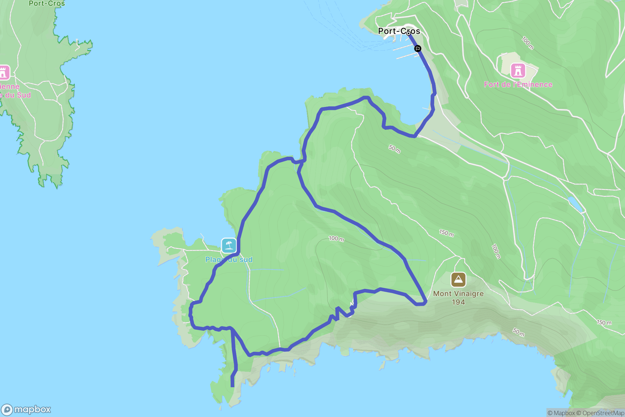 Hyères : carte du parcours de randonnée - France