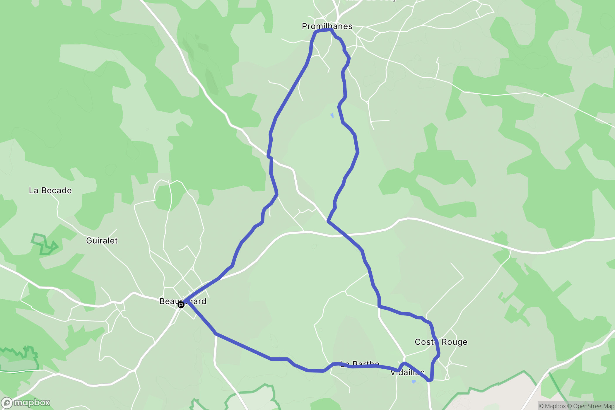 Beauregard : carte du parcours de randonnée - France