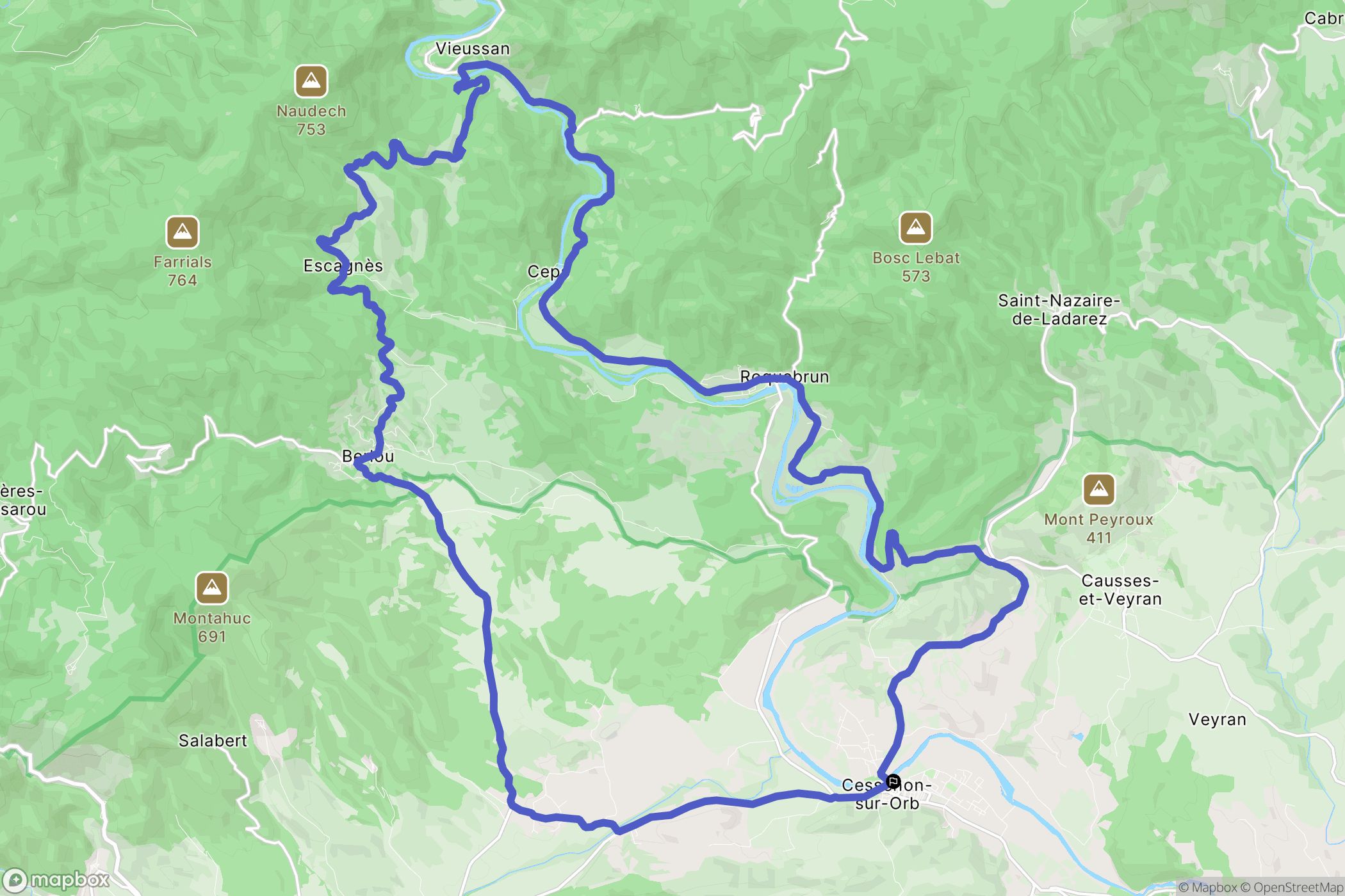 Cessenon-sur-Orb : carte du parcours de randonnée - France