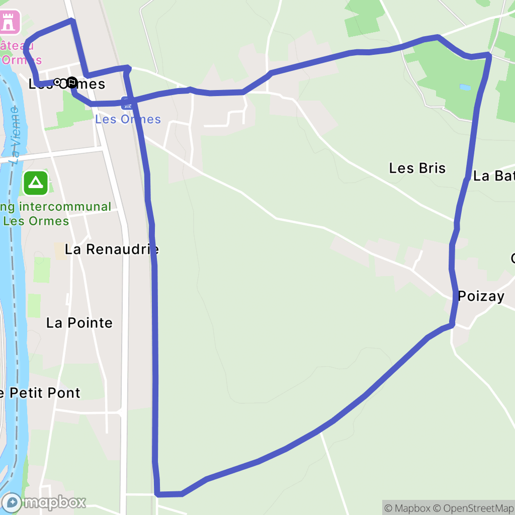 Les Ormes : carte du parcours de randonnée - France