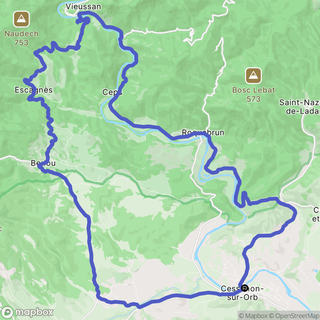 Cessenon-sur-Orb : carte du parcours de randonnée - France