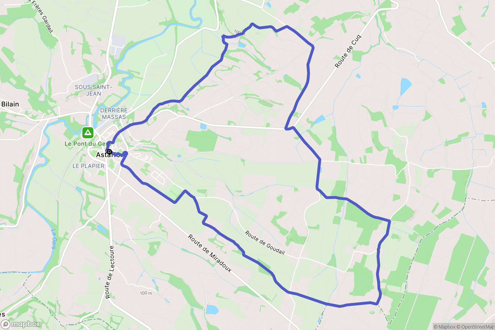 Astaffort : carte du parcours de randonnée - France