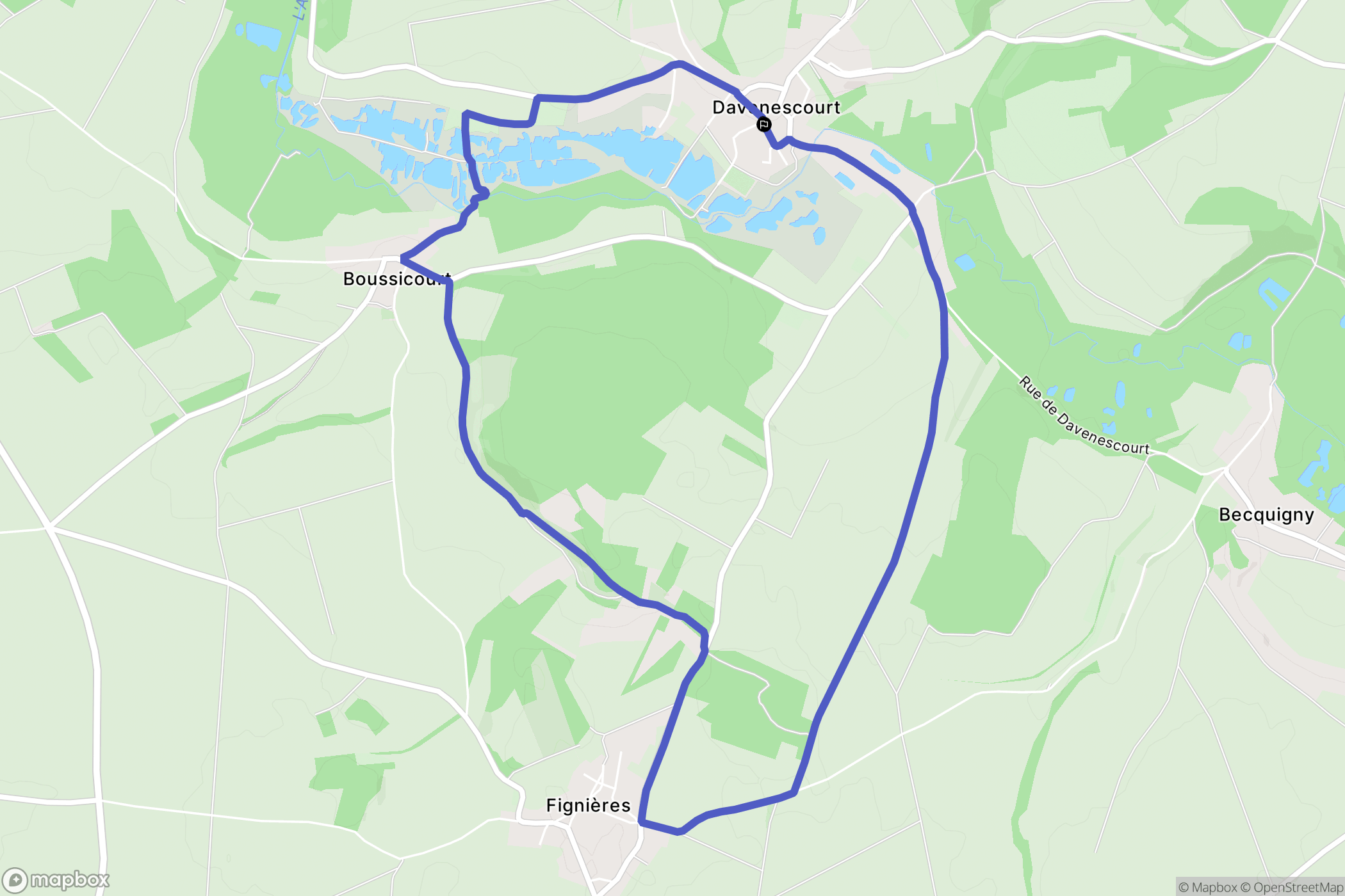 Davenescourt : carte du parcours de randonnée - France