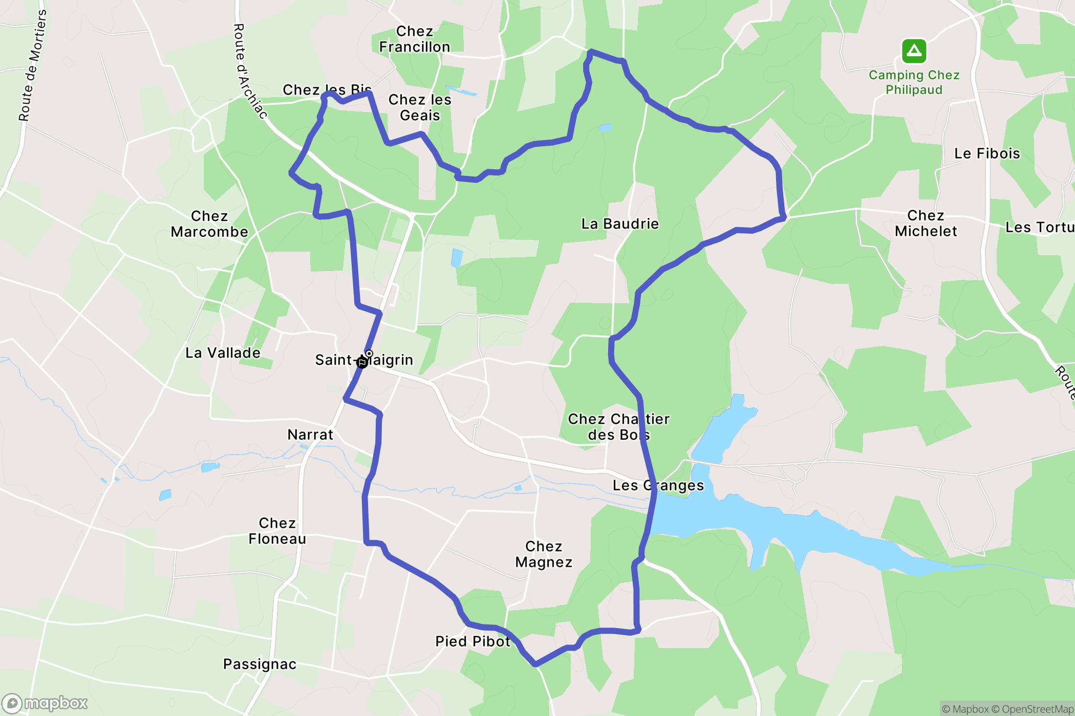Saint-Maigrin : carte du parcours de randonnée - France
