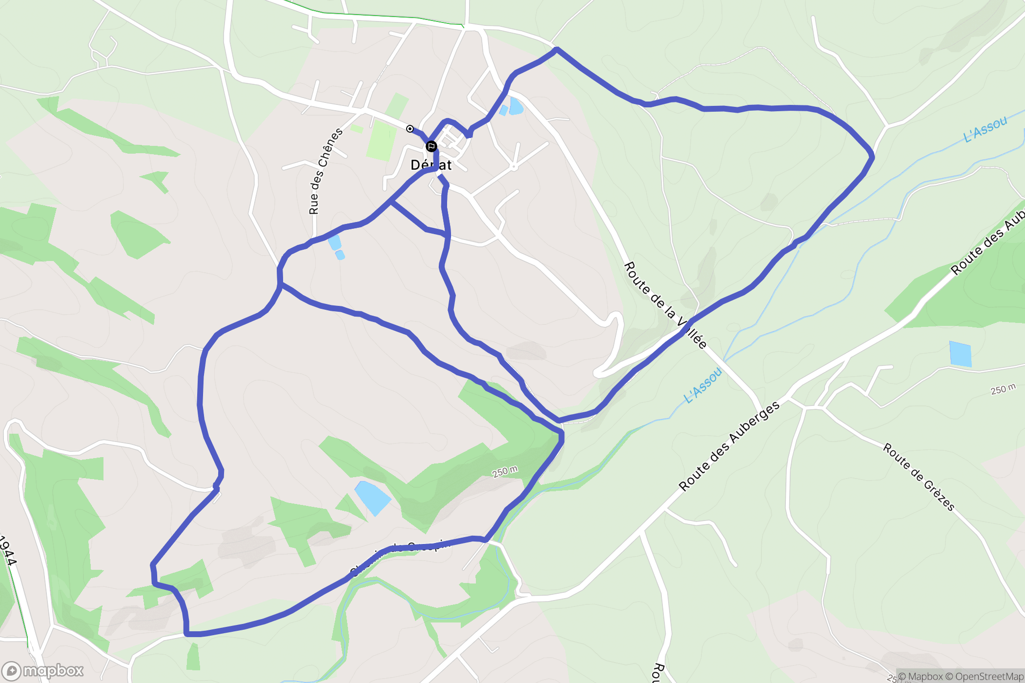 Denat : carte du parcours de randonnée - France