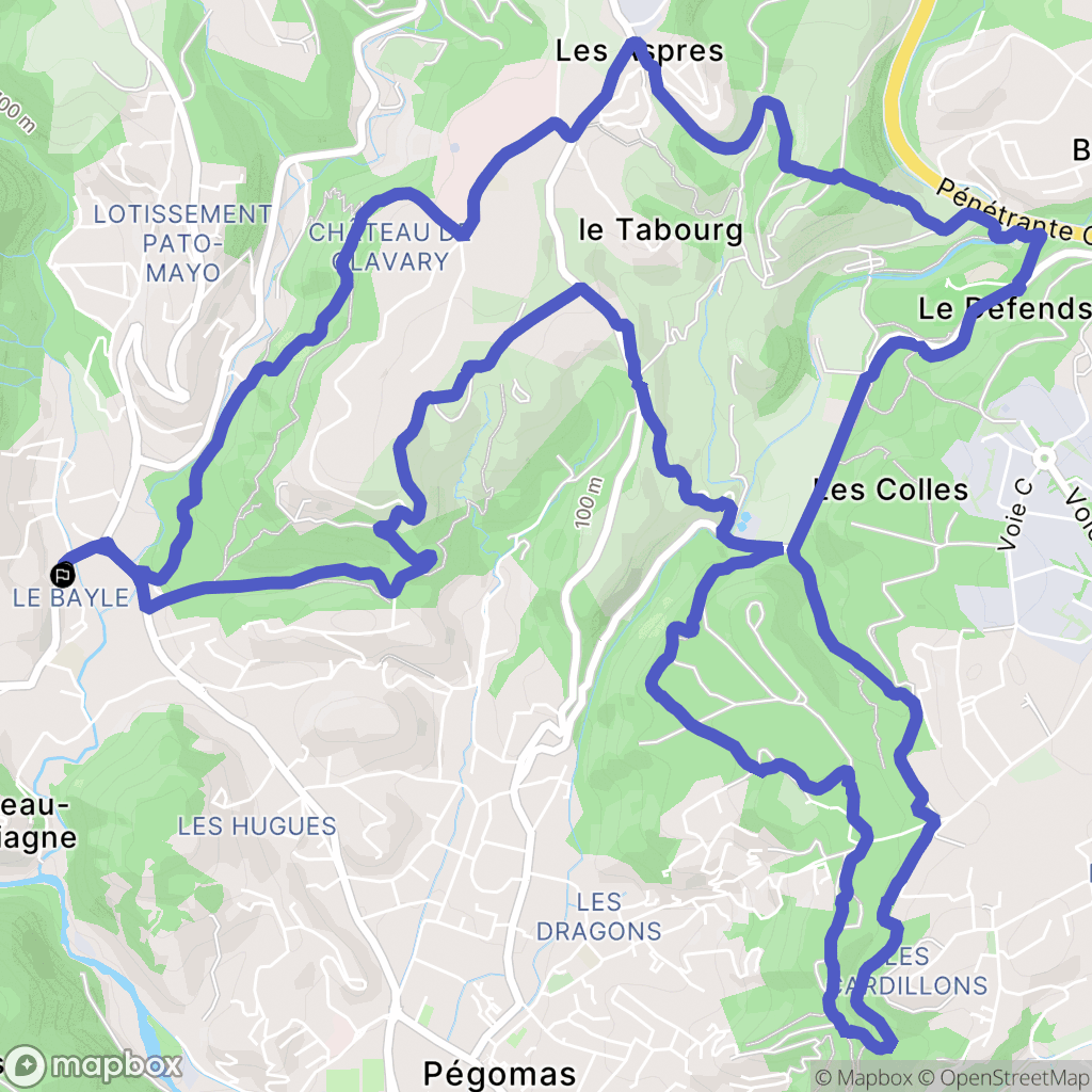 La Bayle, Auribeau-sur-Siagne : carte du parcours de randonnée - France