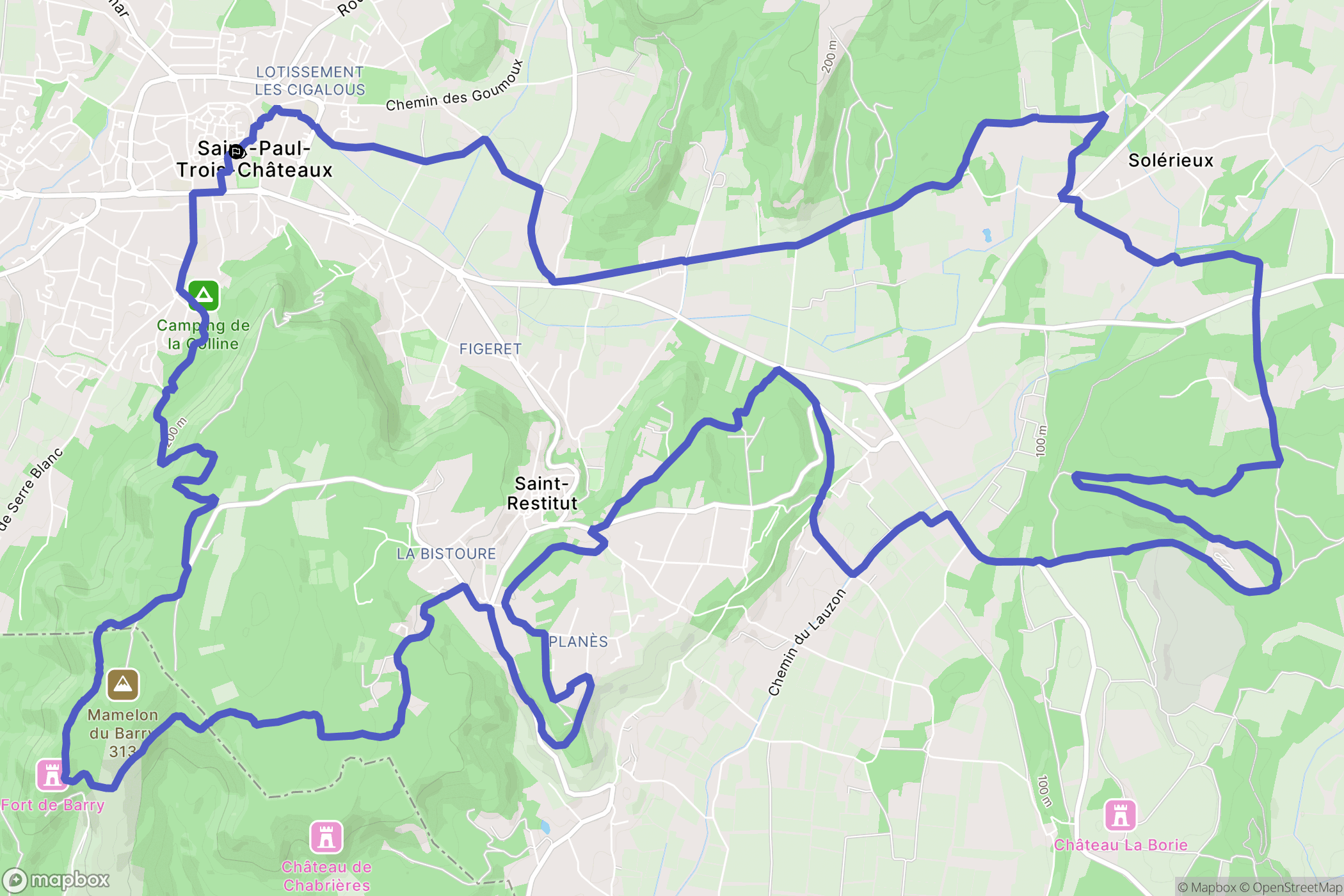 Saint-Paul-Trois-Châteaux : carte du parcours de randonnée - France