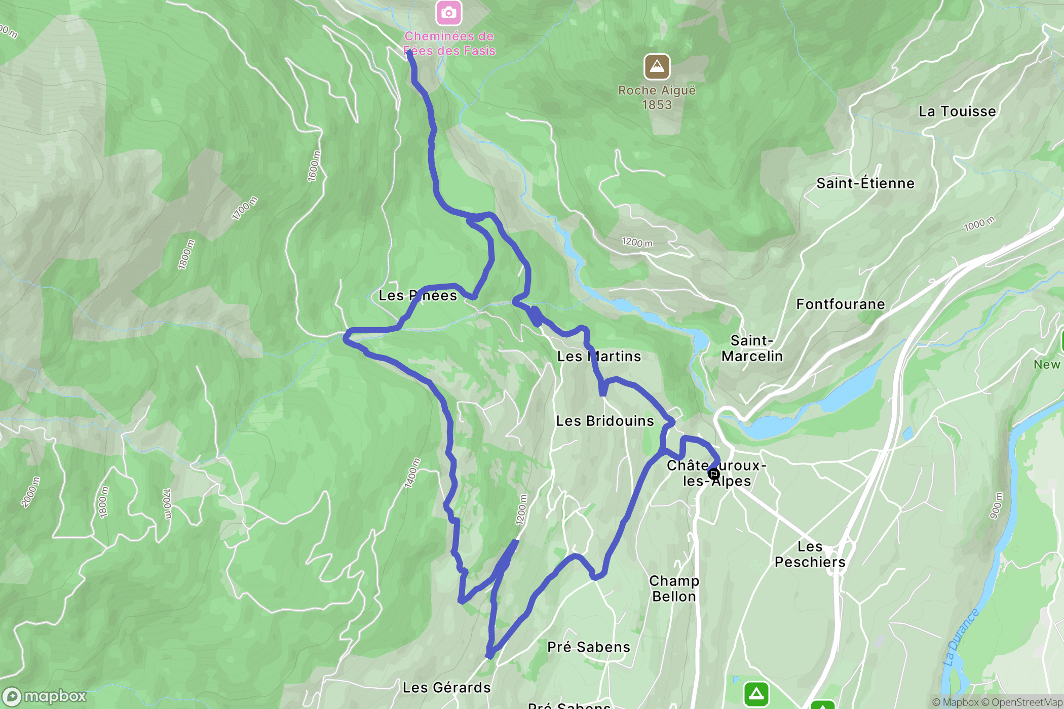 Châteauroux-les-Alpes : carte du parcours de randonnée - France