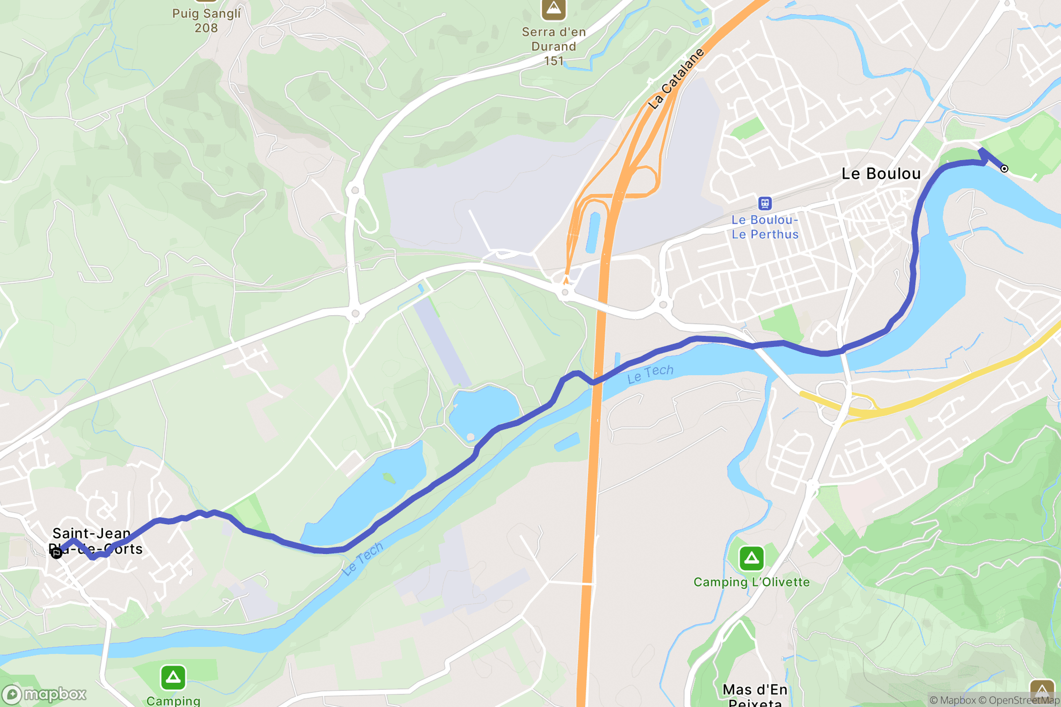 Le Boulou : carte du parcours de randonnée - France