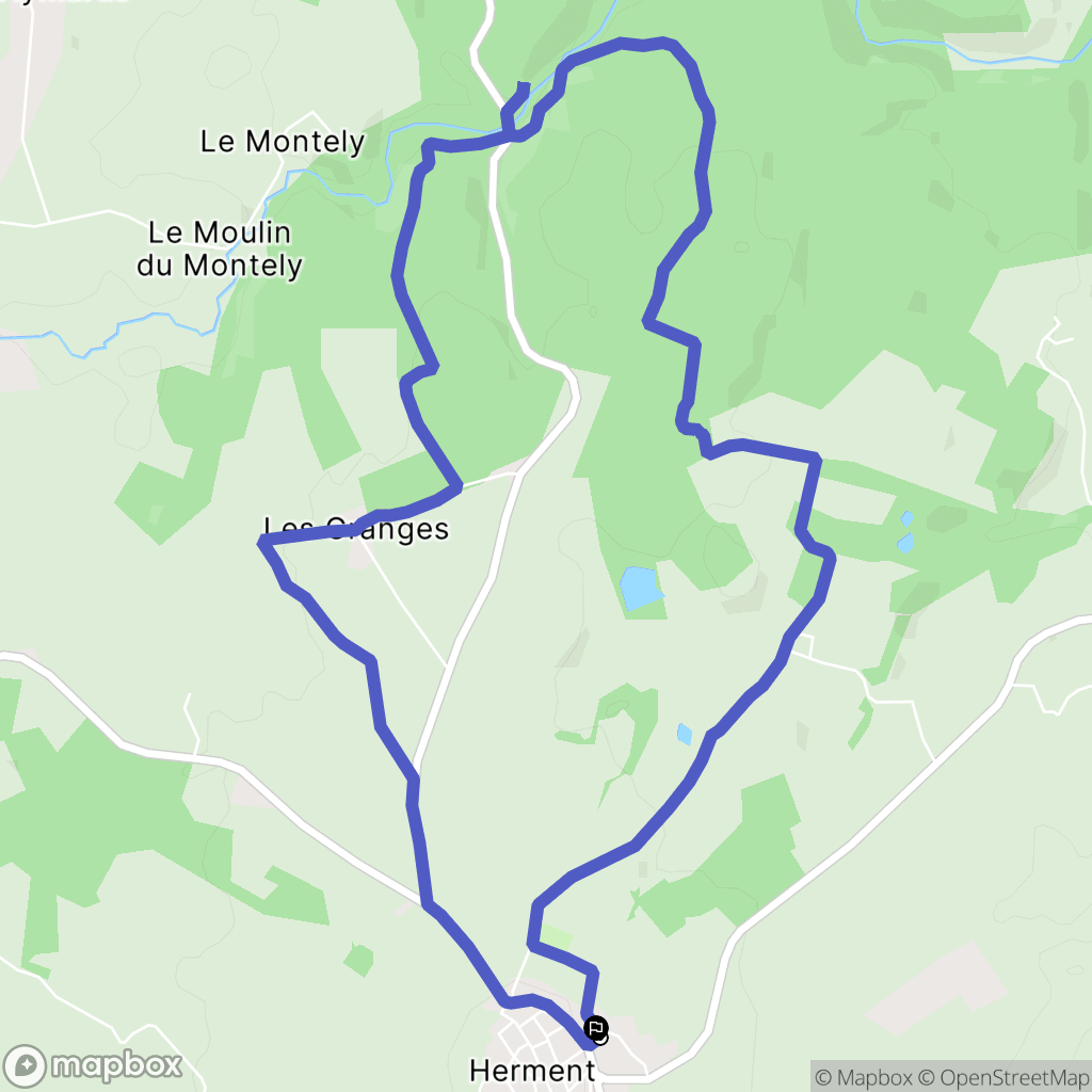 Herment : carte du parcours de randonnée - France