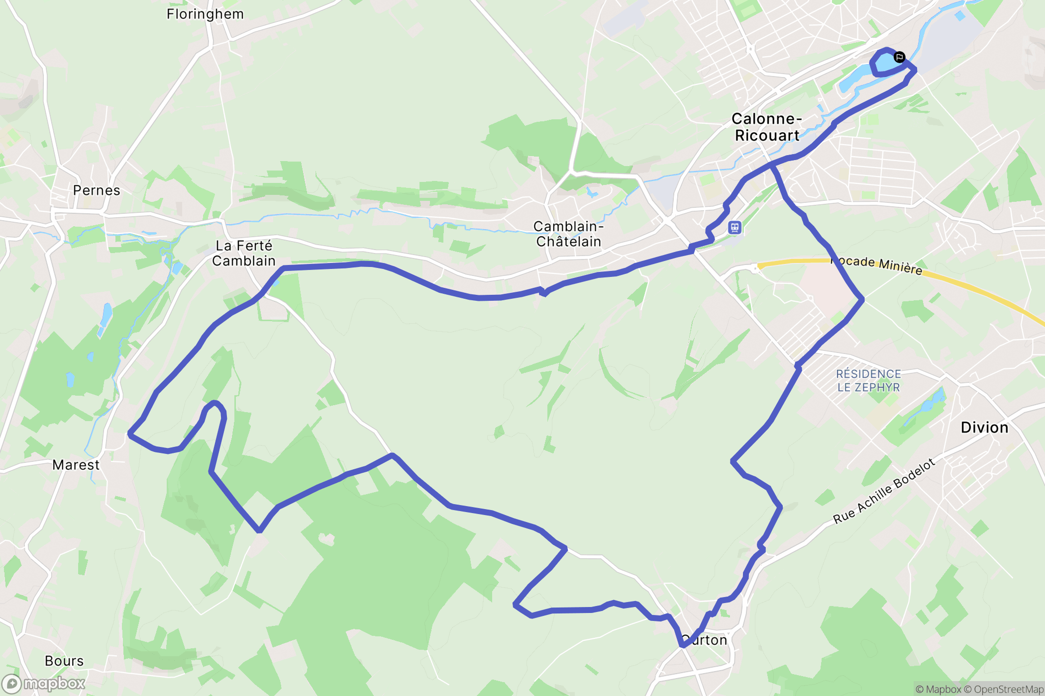 Marles-les-Mines : carte du parcours de randonnée - France