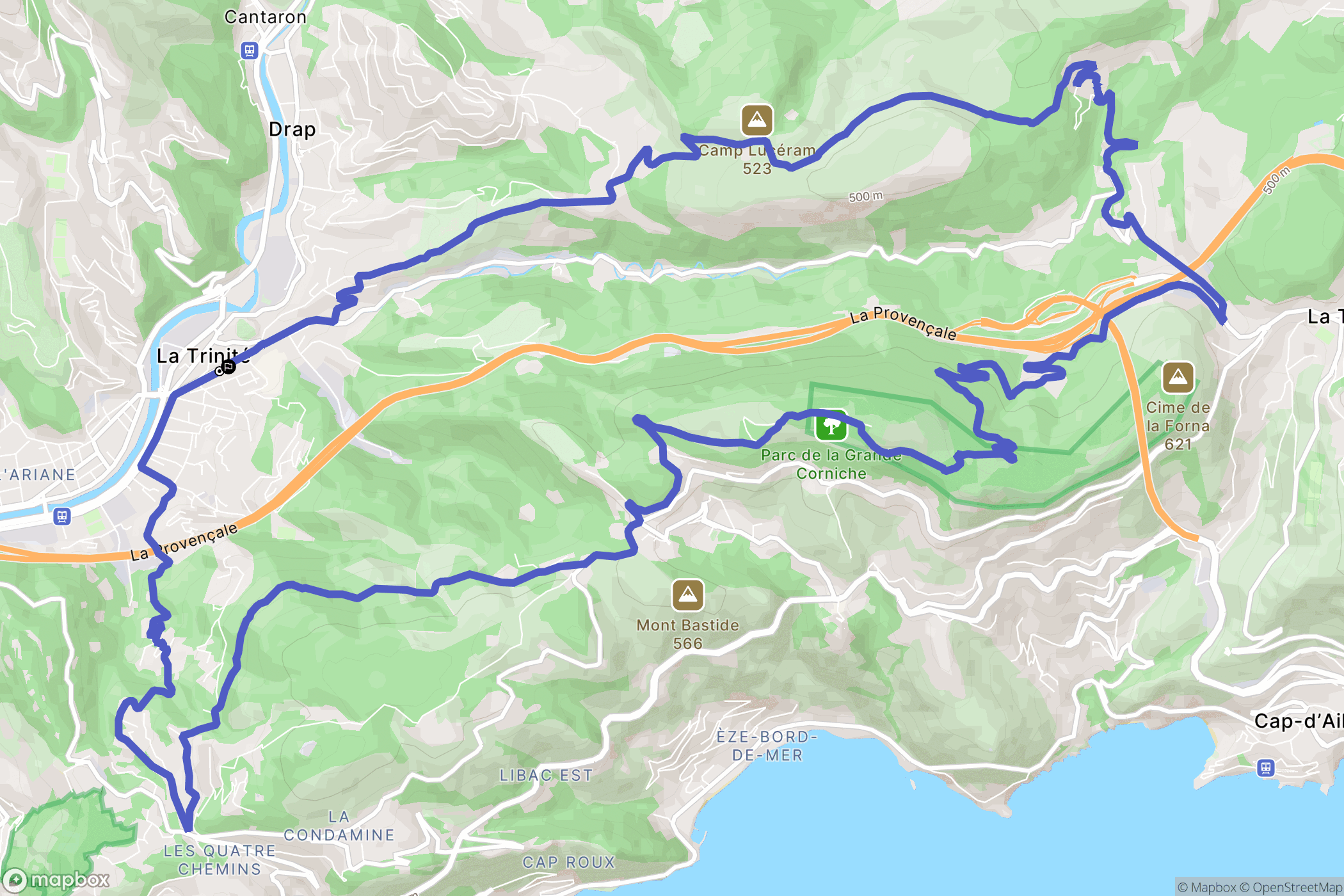 La Trinité : carte du parcours de randonnée - France