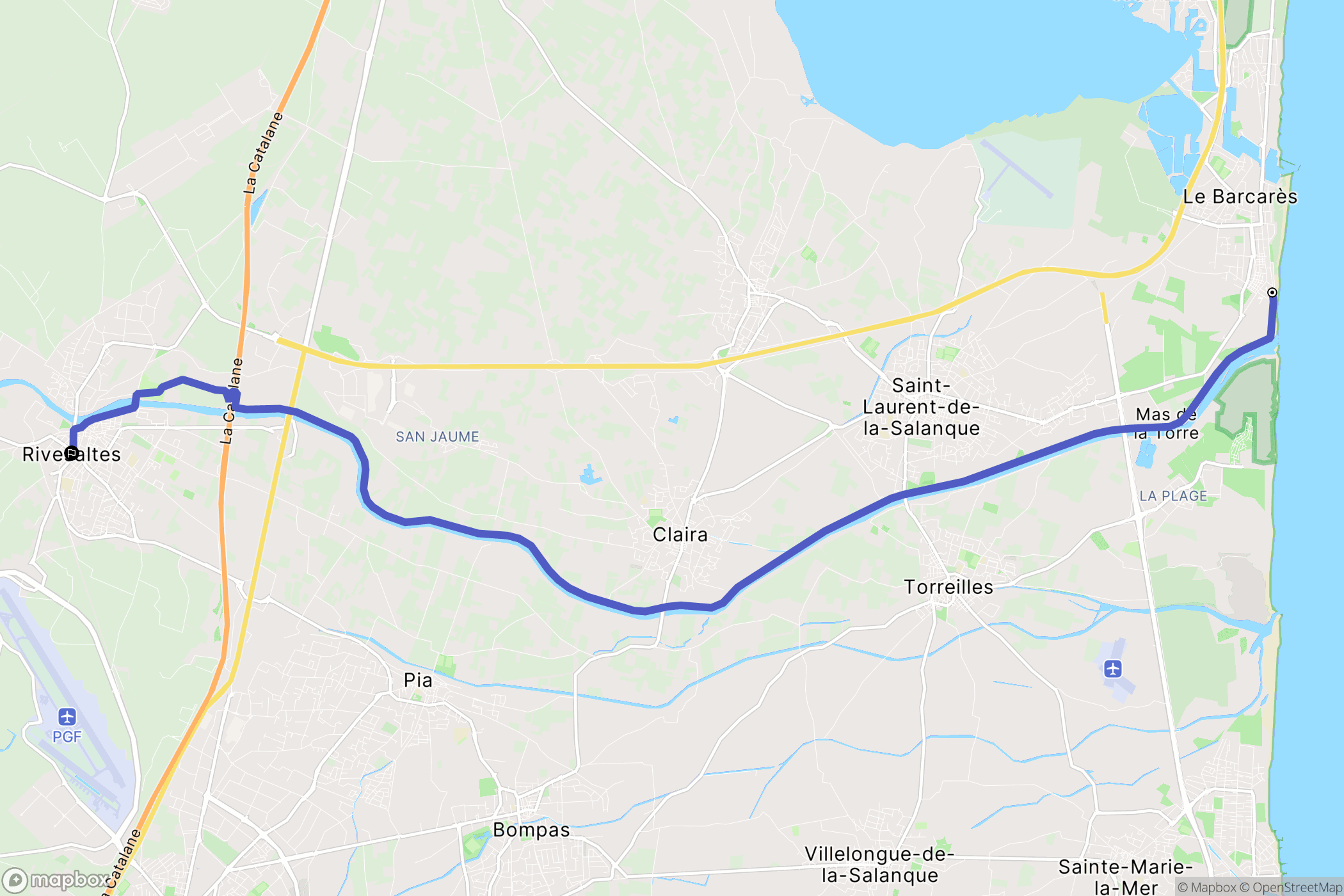 Le Barcarès : carte du parcours de randonnée - France