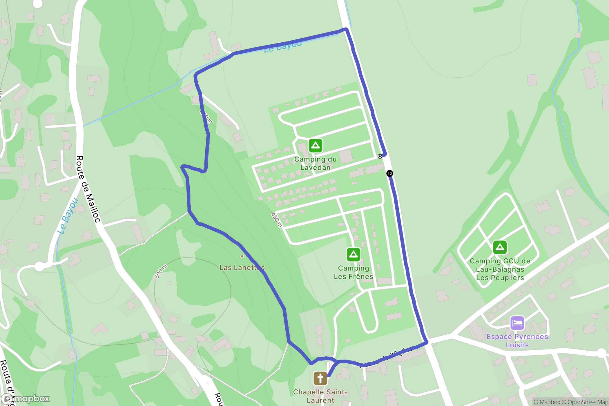 Lau-Balagnas : carte du parcours de randonnée - France