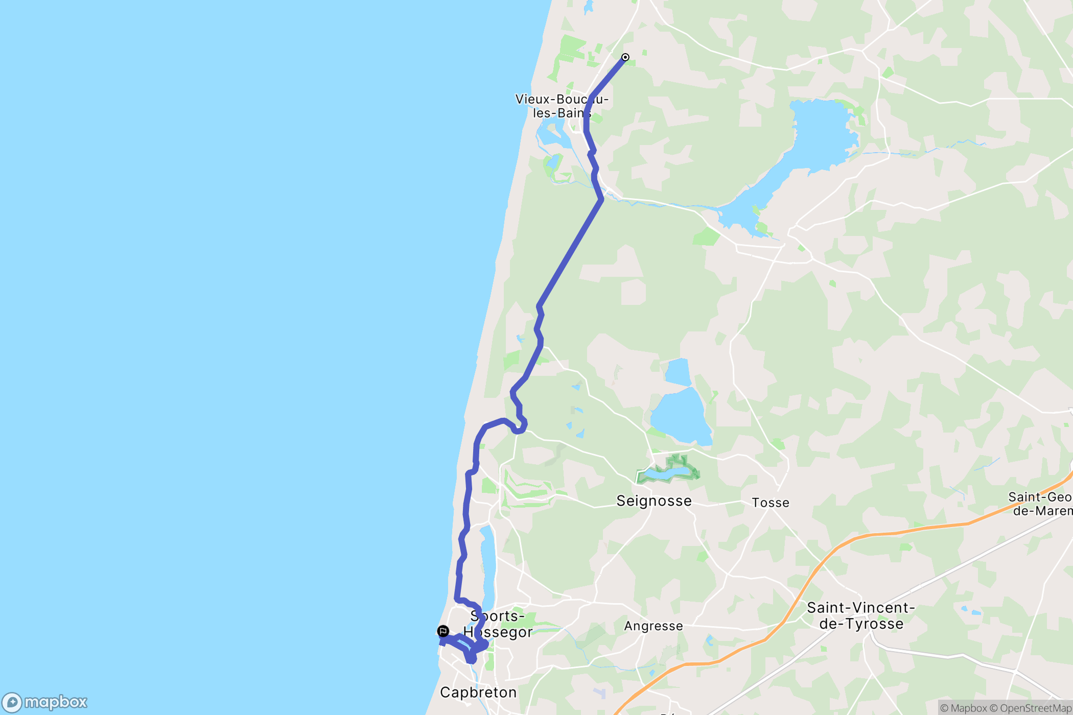 Messanges : carte du parcours de randonnée - France
