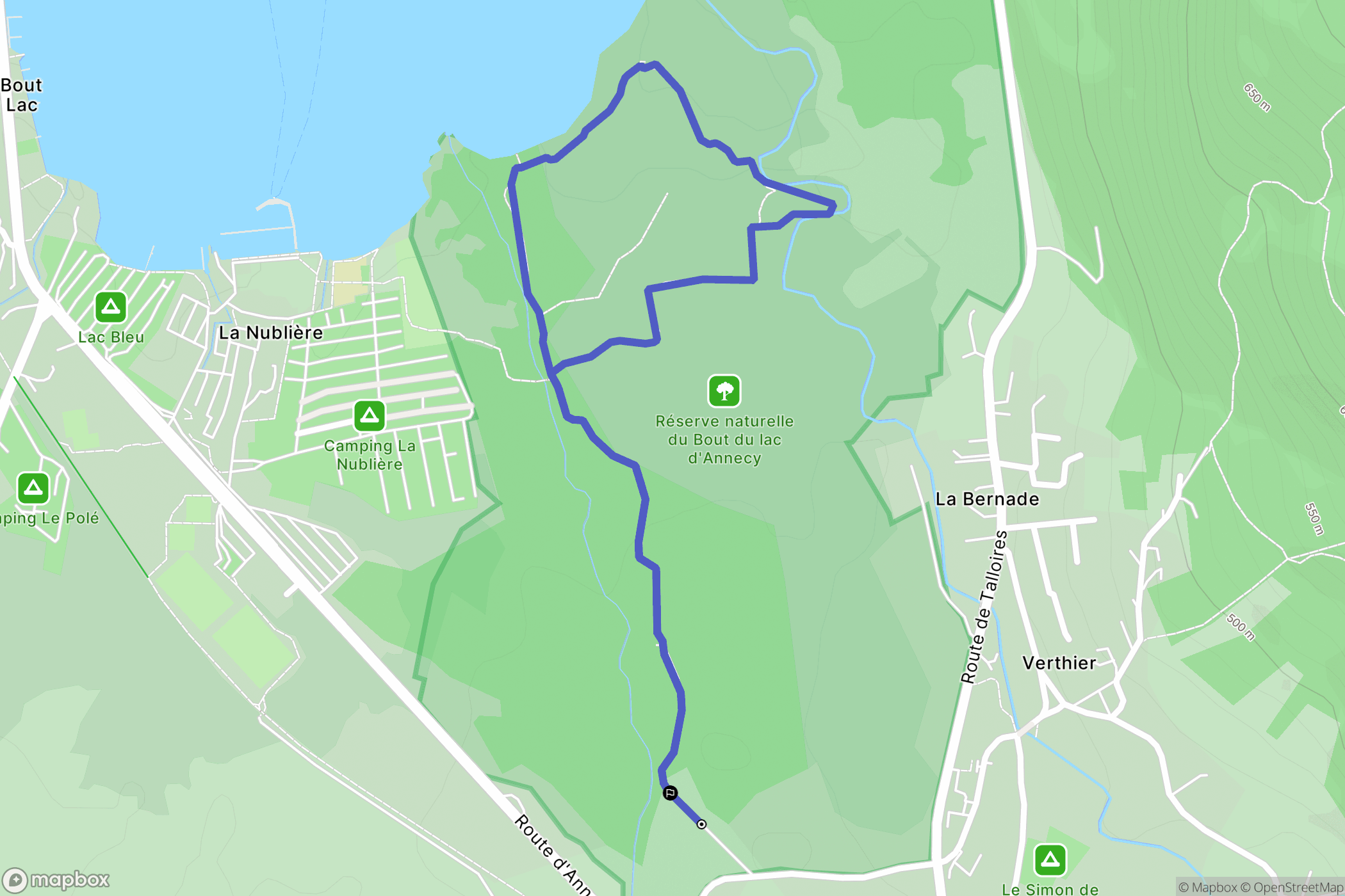 Doussard : carte du parcours de randonnée - France
