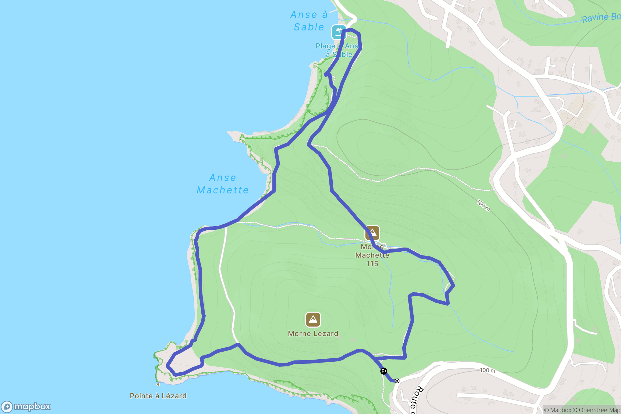 Bouillante : carte du parcours de randonnée - France