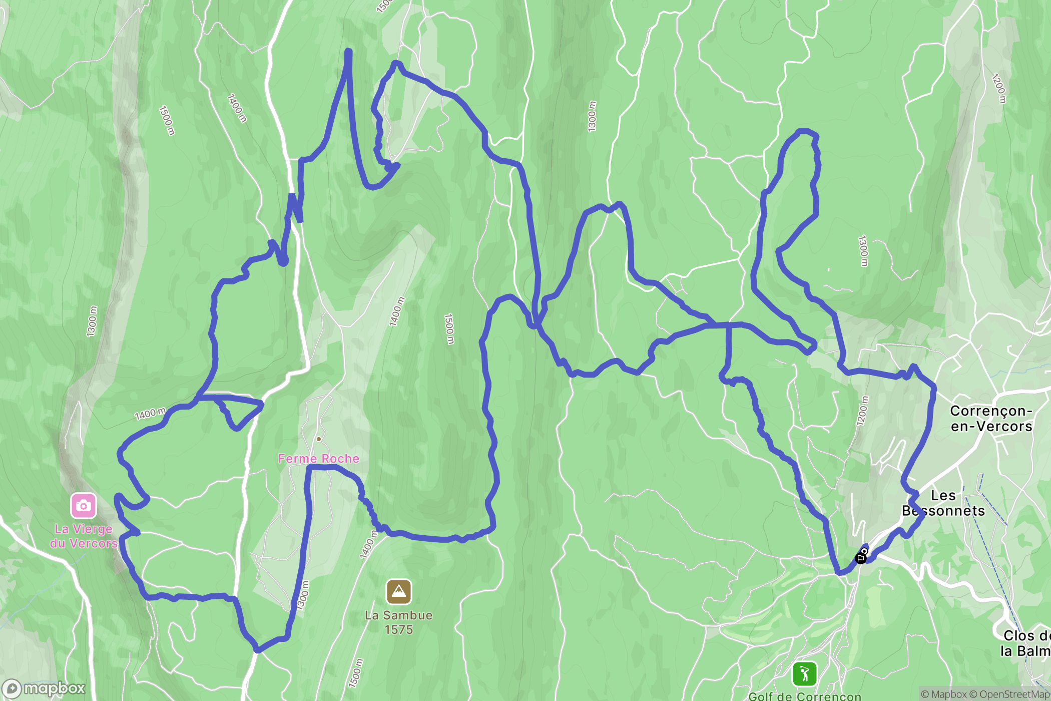 Corrençon-en-Vercors : carte du parcours de randonnée - France